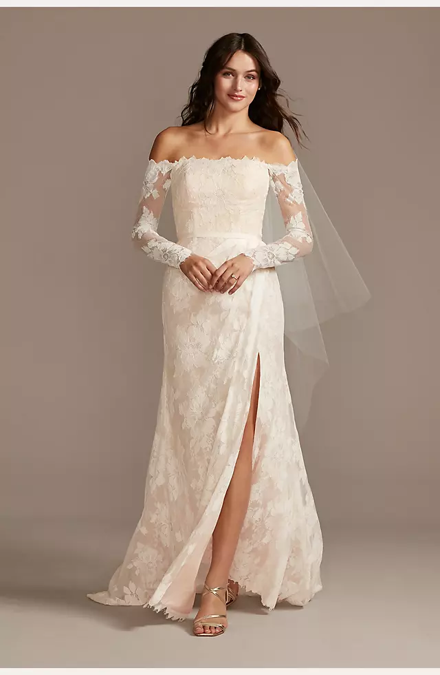 Amarra Bridal 84220 Grace A-Line Sheer Corset Floral Long Sleeve Tra –  Glass Slipper Formals
