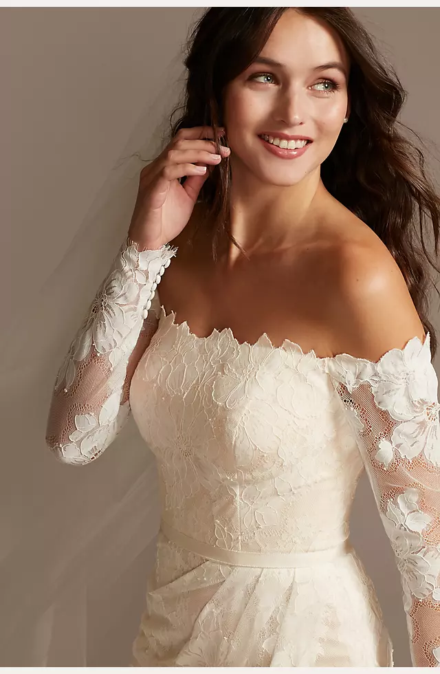 Dreamersandlovers Alyssa Long Sleeve Lace Wedding Dress - Standard Size 16