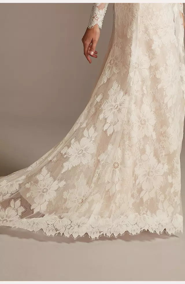 Large Floral Lace Long Sleeve Wedding Dress Image 5