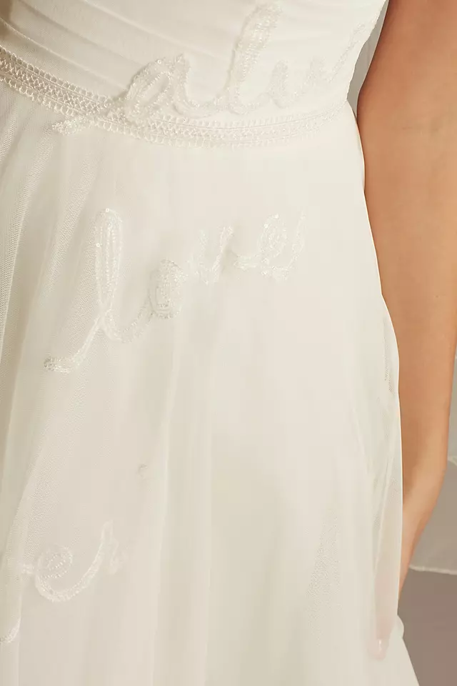 Embroidered Love Note Short Tulle Wedding Dress Image 5