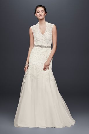 As-Is Cap Sleeve Lace Wedding Dress with 3D Flower