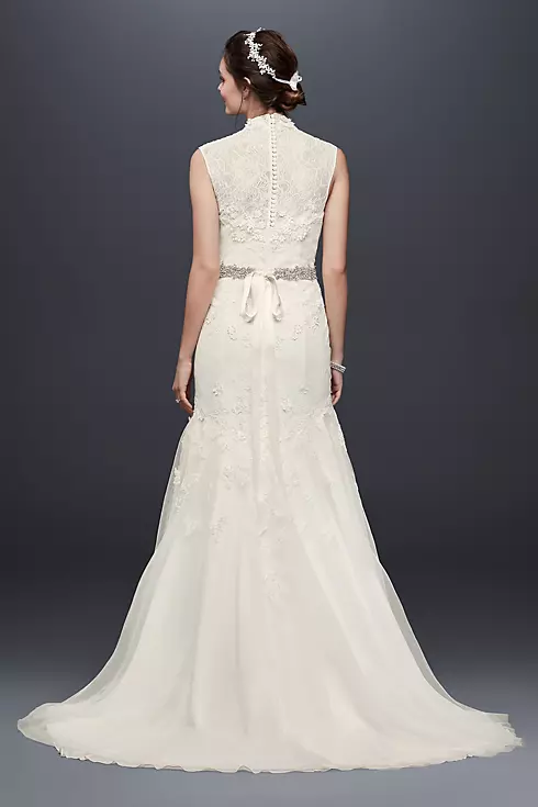 As-Is Cap Sleeve Lace Wedding Dress with 3D Flower Image 2