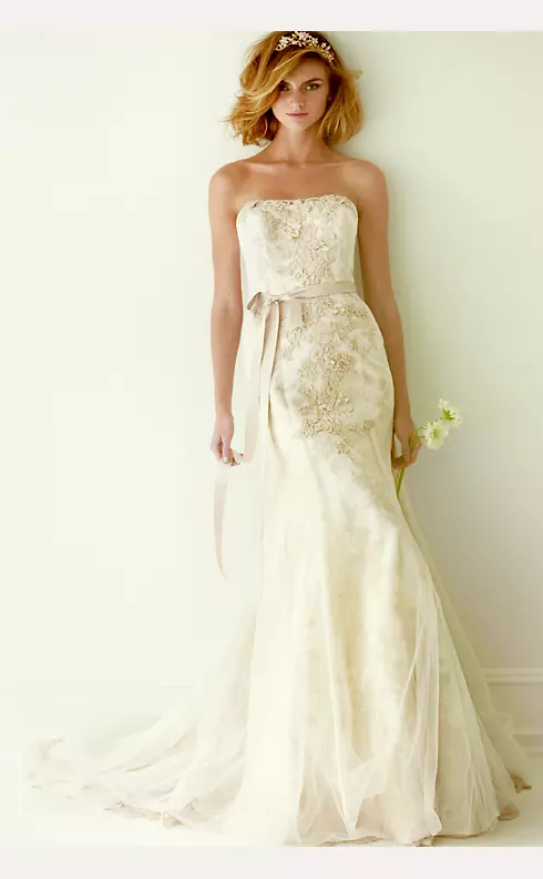 As-Is Lace Wedding Dress with Ruffle Train Image 1