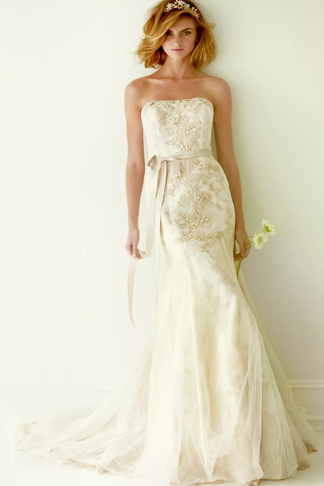 As-Is Lace Wedding Dress with Ruffle Train Image