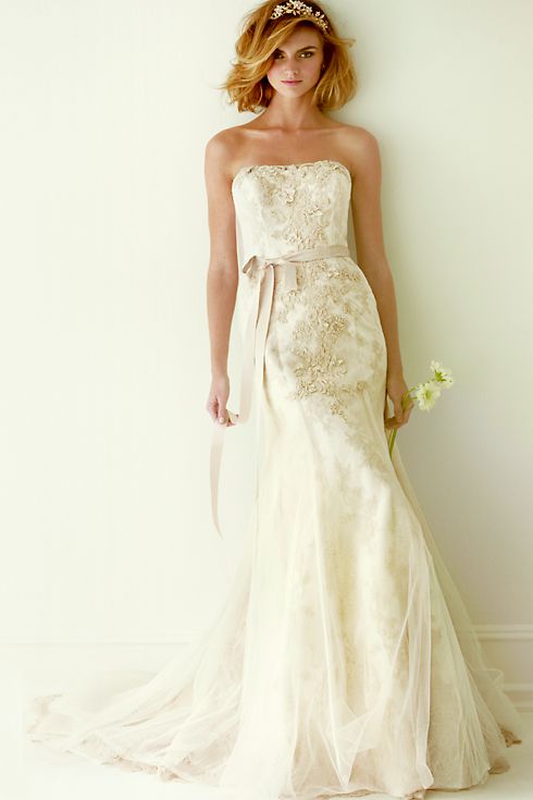 Melissa Sweet Lace Wedding Dress with Ruffle Train Image 2