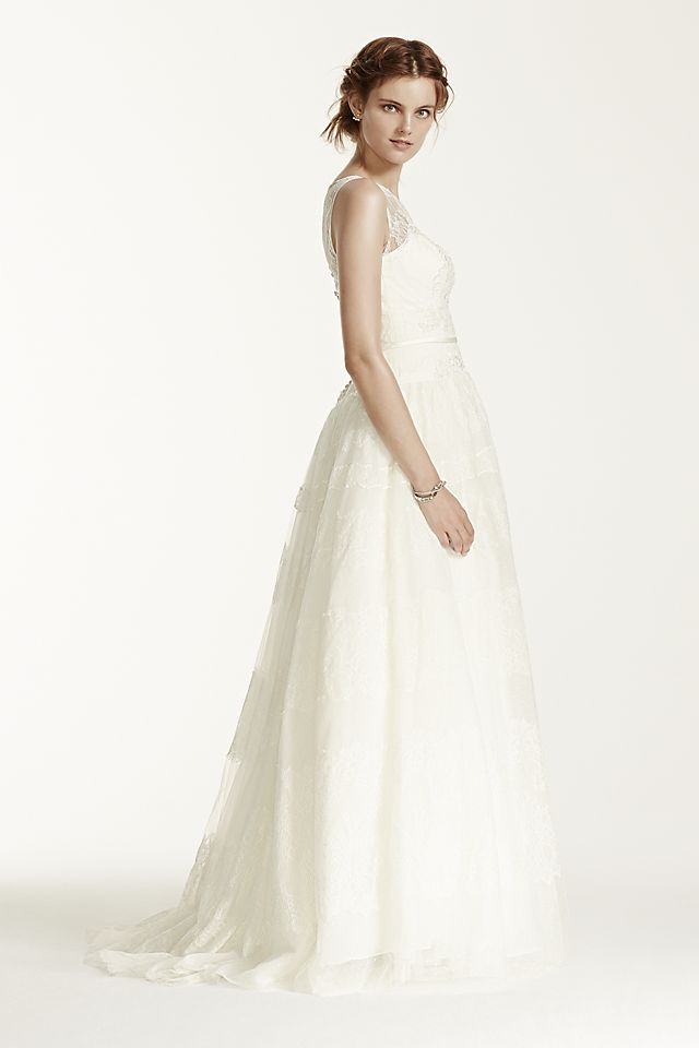 Illusion Tank Embellished Tulle Wedding Dress Image 3