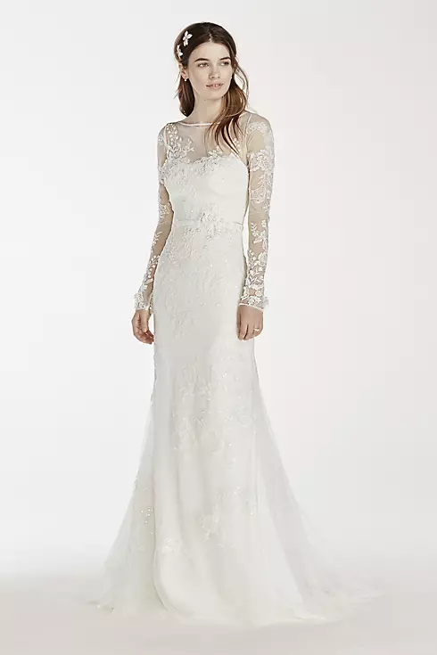 Melissa Sweet Long Sleeved Lace Wedding Dress Image 1