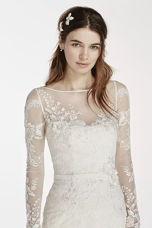 Melissa Sweet Long Sleeved Lace Wedding Dress Image 4
