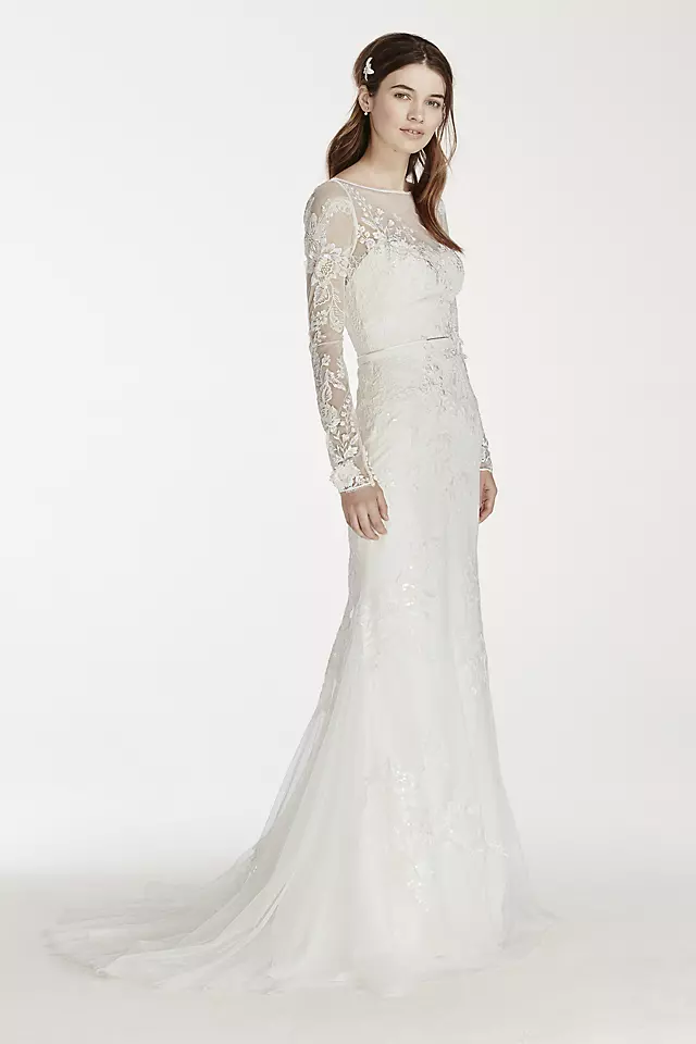 Melissa Sweet Long Sleeved Lace Wedding Dress Image 3