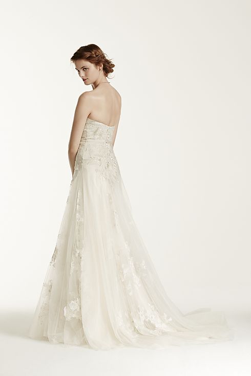 As-Is Tulle Wedding Dress with 3D Flowers Image 2
