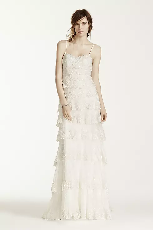 Melissa Sweet Beaded Tiered Lace Wedding Dress Image 1