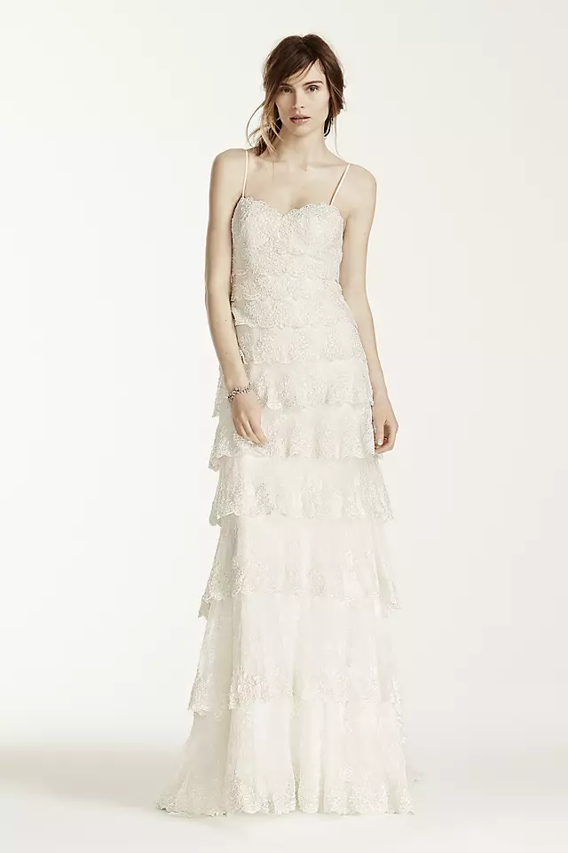Melissa Sweet Beaded Tiered Lace Wedding Dress Image