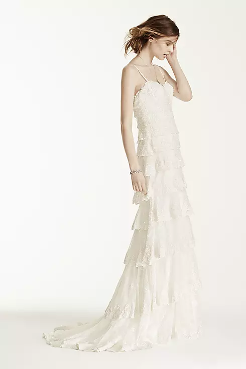 Melissa Sweet Beaded Tiered Lace Wedding Dress Image 3