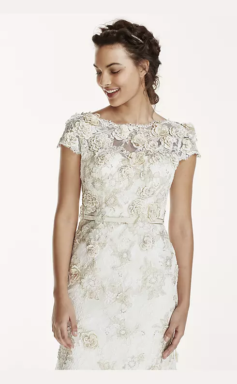 As-Is 3D Cap Sleeve Wedding Dress Image 3
