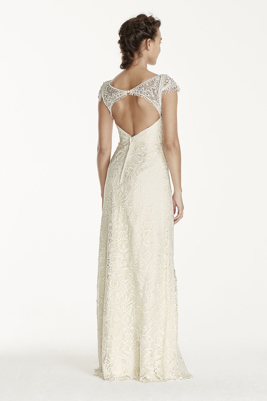 As-Is Cap Sleeve Beaded Lace Wedding Dress Image 2