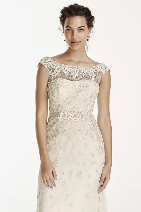 Melissa Sweet Illusion Sleeve Lace Wedding Dress Image 3