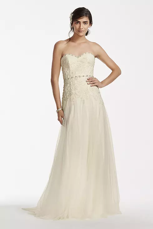 As-Is Strapless Tulle Sheath Wedding Dress Image 1