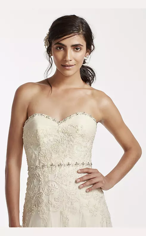 As-Is Strapless Tulle Sheath Wedding Dress Image 3