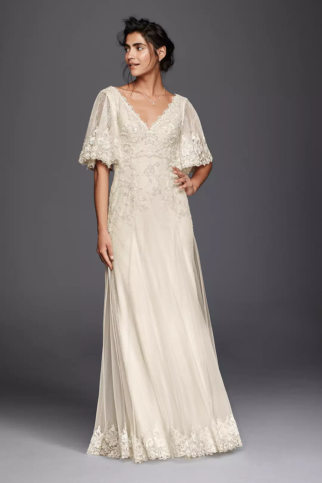 Melissa Sweet Wedding Dress with Flutter Sleeves Image