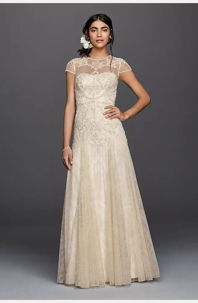 Melissa Sweet Cap Sleeve Illusion Wedding Dress Image