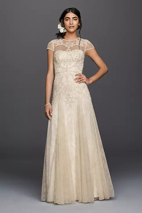Melissa Sweet Cap Sleeve Illusion Wedding Dress Image 1