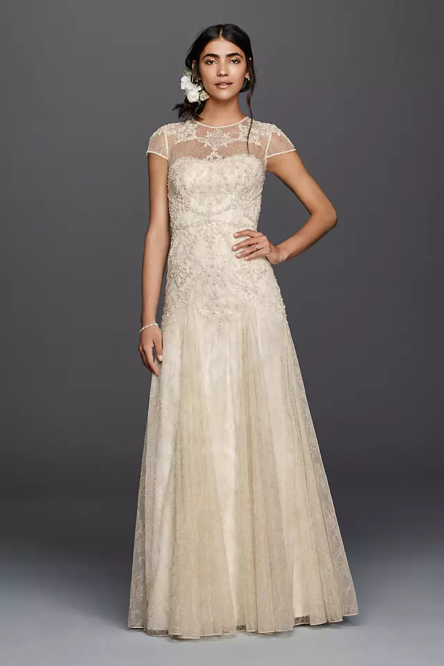 Melissa Sweet Cap Sleeve Illusion Wedding Dress | David's Bridal