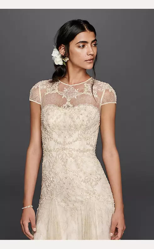 Melissa Sweet Cap Sleeve Illusion Wedding Dress Image 3