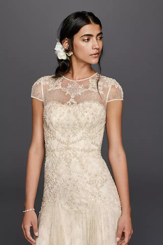 Melissa Sweet Cap Sleeve Illusion Wedding Dress Image 3