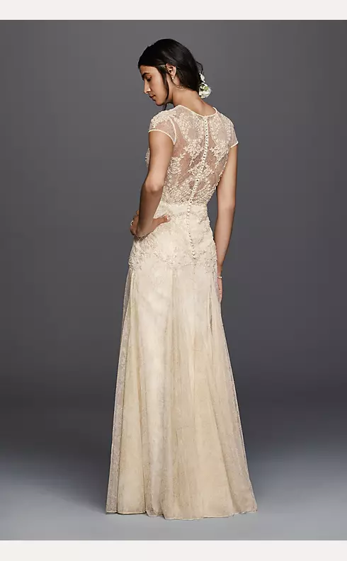 Melissa Sweet Cap Sleeve Illusion Wedding Dress Image 2