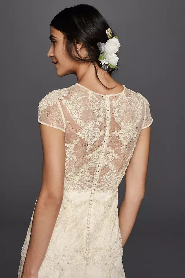 Melissa Sweet Cap Sleeve Illusion Wedding Dress Image 4