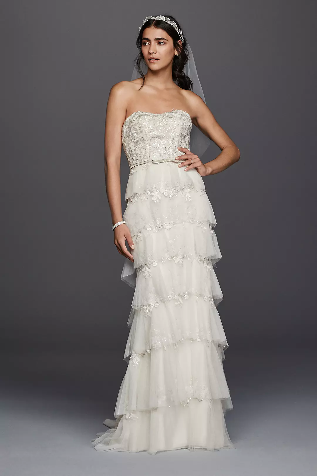 Melissa Sweet Wedding Dress with Tiered Skirt Image