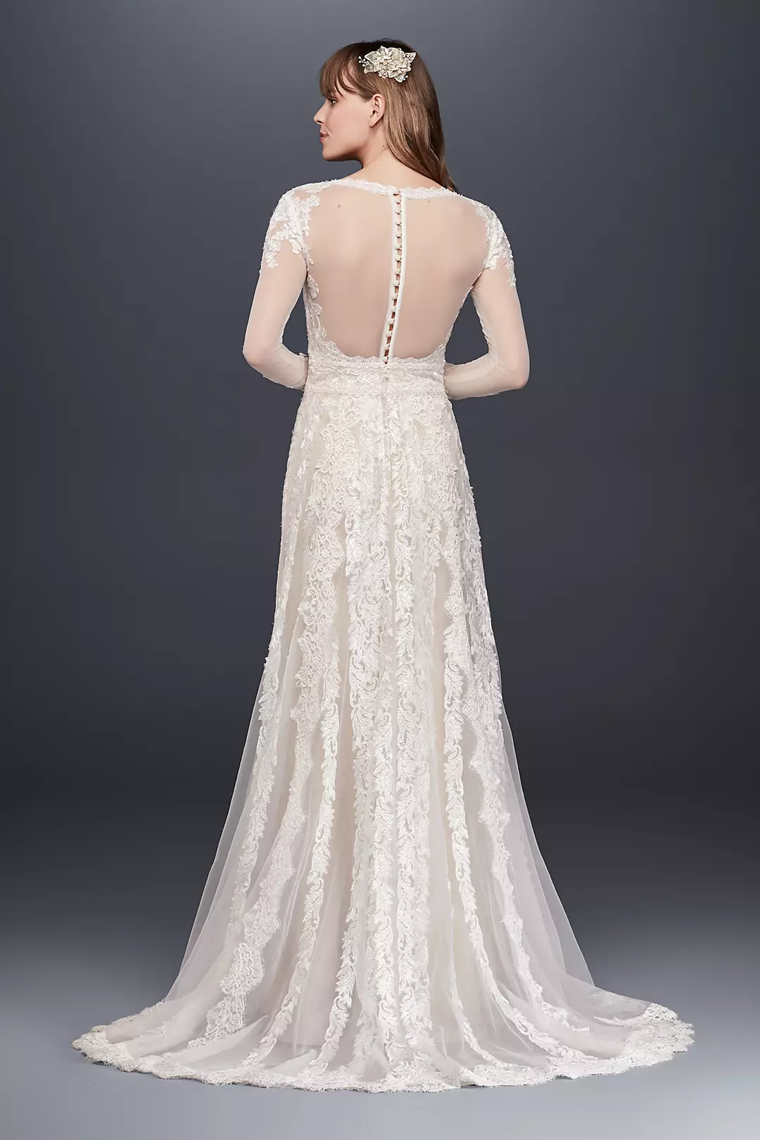 As-Is Linear Lace Wedding Dress Image 2