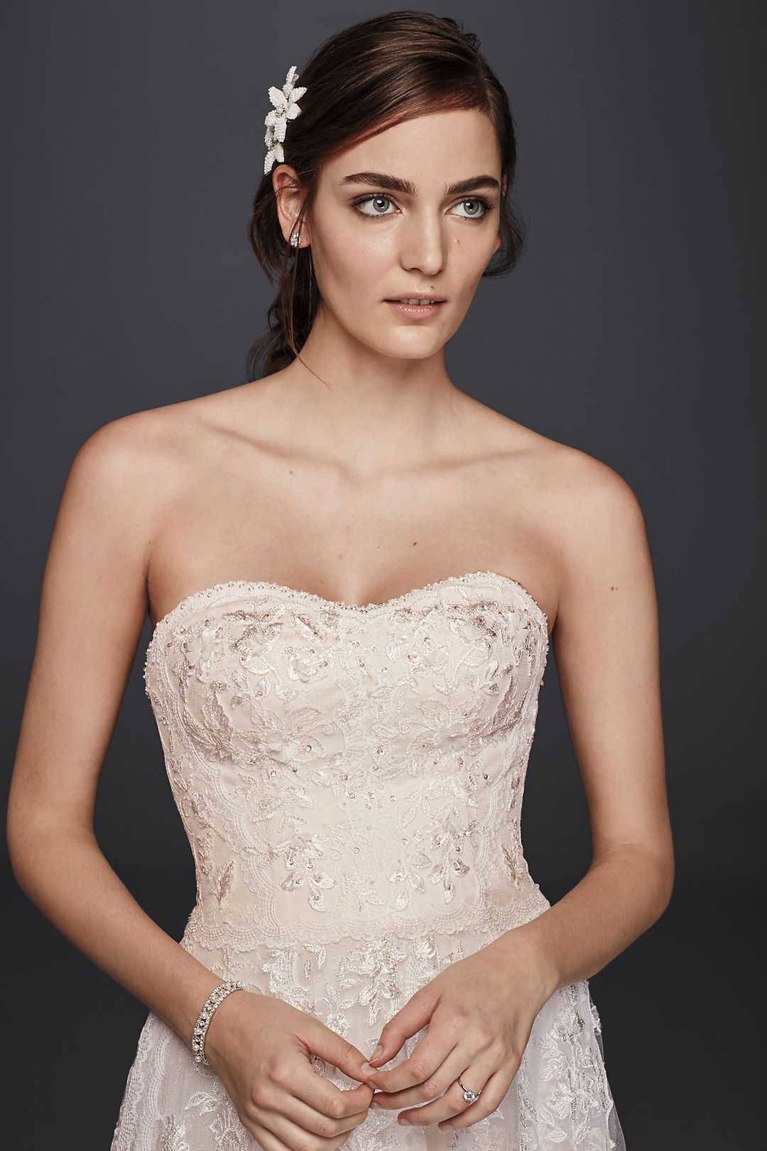 As-Is Petite Lace A-Line Wedding Dress Image 3
