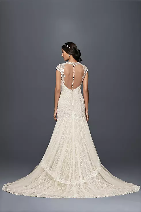  Tiered Lace Mermaid Wedding Dress with Beading Image 3
