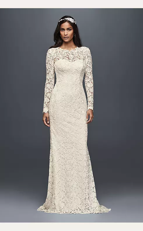 Long Sleeve Lace Wedding Dress with Open Back Image 1