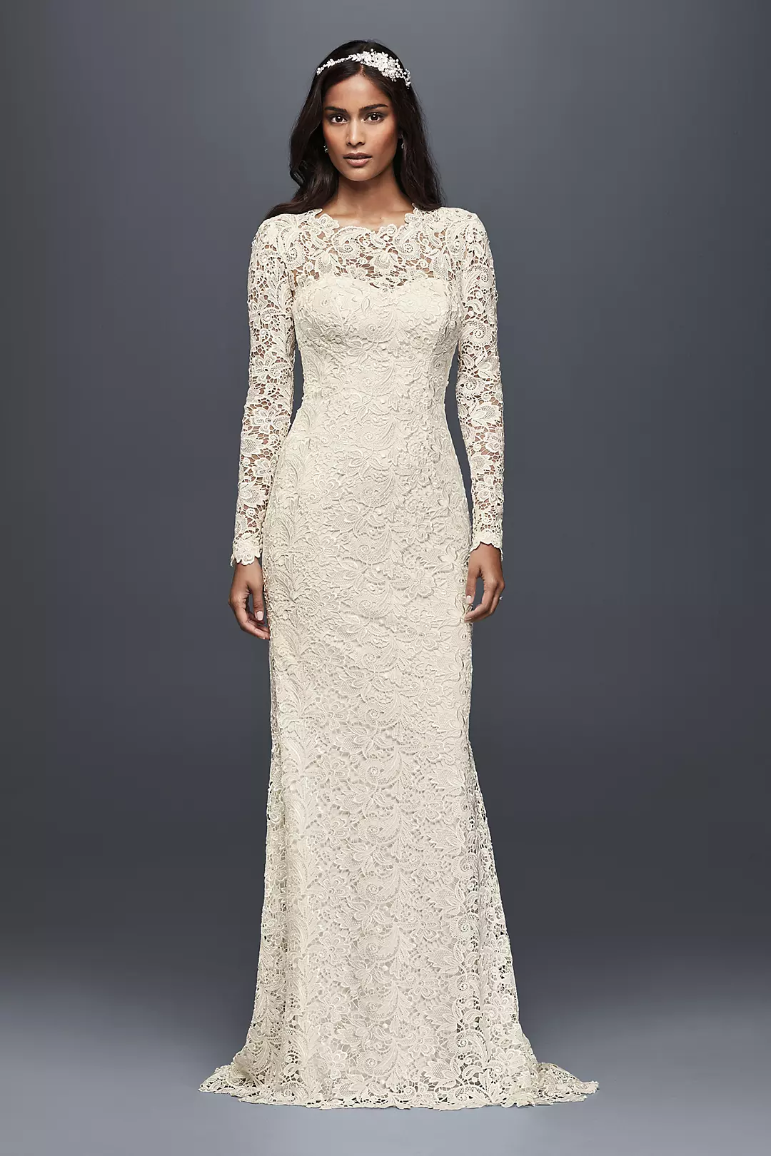 Long Sleeve Lace Wedding Dress with Open Back Image