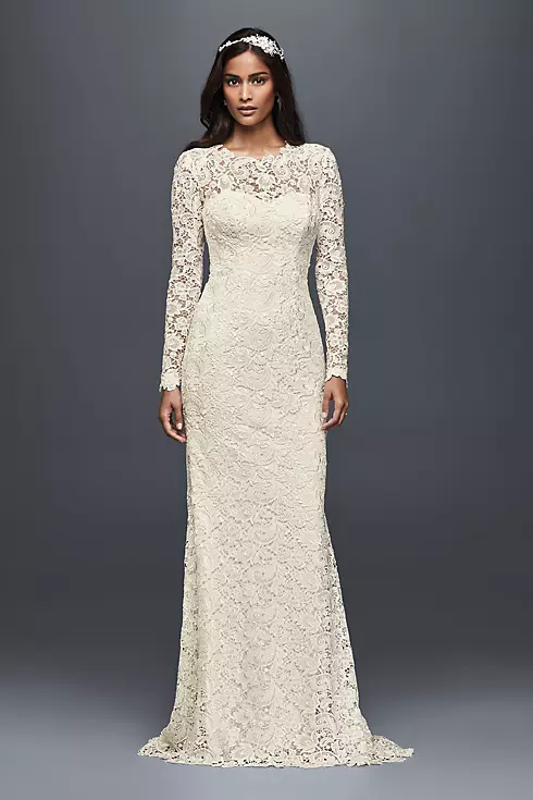 Long Sleeve Lace Wedding Dress with Open Back Image 1