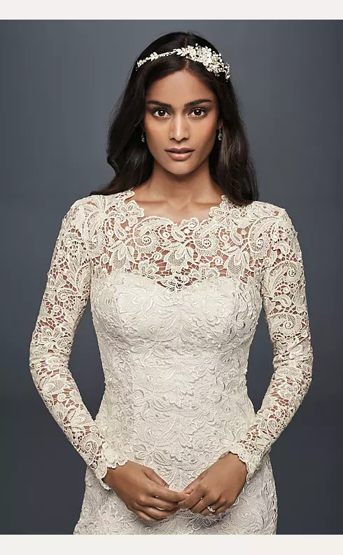 Long Sleeve Lace Wedding Dress with Open Back Image 3