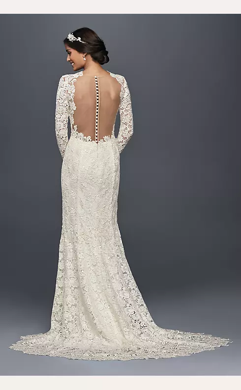 Long Sleeve Lace Wedding Dress with Open Back Image 2