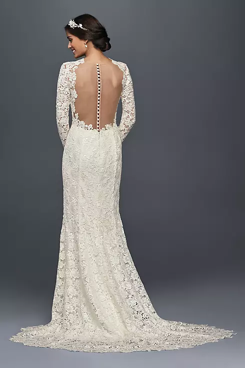 Long Sleeve Lace Wedding Dress with Open Back Image 2