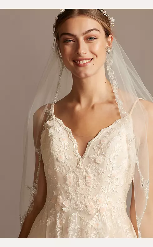 Scalloped A-Line Wedding Dress with Double Straps