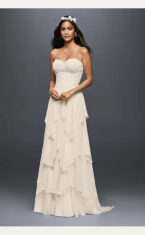 David's Bridal Corset Tiered Chiffon A-Line Petite Wedding Dress New Wedding  Dress Save 34% - Stillwhite