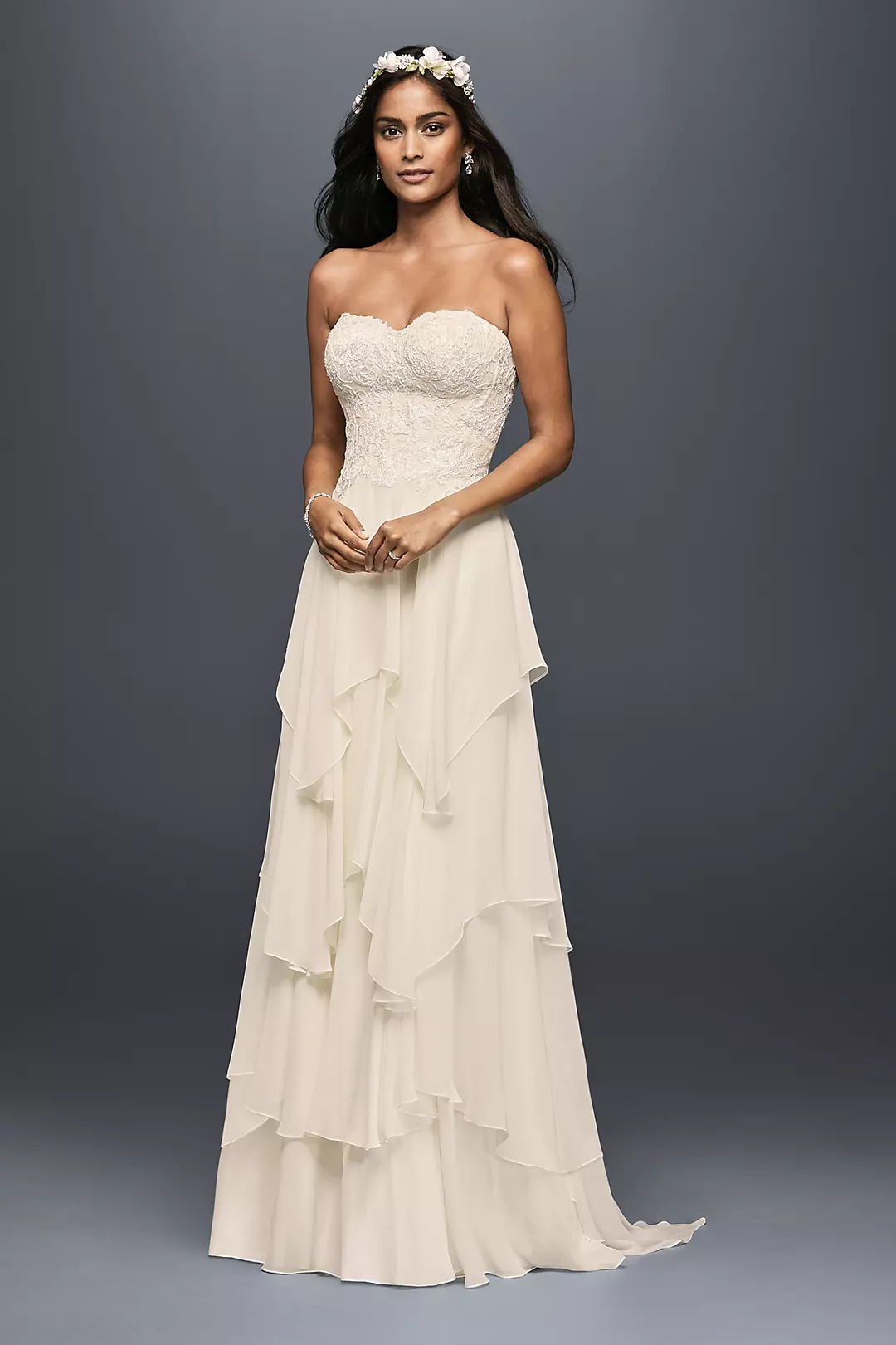 As-Is Tiered Chiffon A-Line Wedding Dress Image