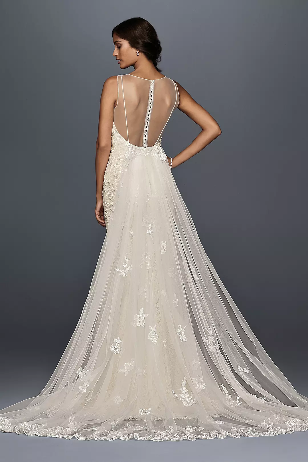 Appliqued Tulle Sheath Wedding Dress | David's Bridal Appliqued Tulle Sheath Wedding Dress | David's Bridal