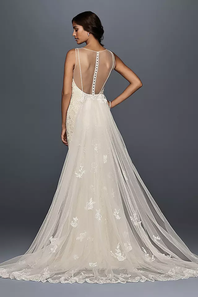 Appliqued Tulle Sheath Wedding Dress Image 3
