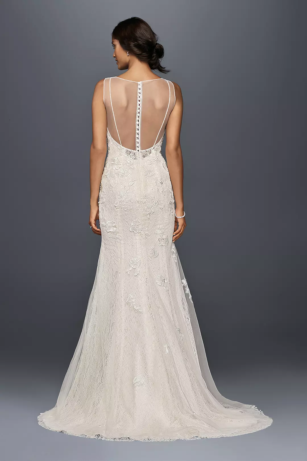 Appliqued Tulle Sheath Wedding Dress | David's Bridal Appliqued Tulle Sheath Wedding Dress | David's Bridal