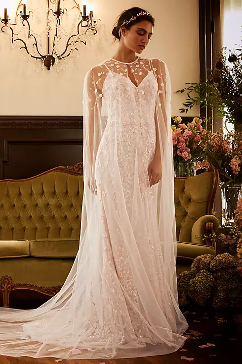 Embroidered and Beaded Lace Sheath Wedding Dress Image 4