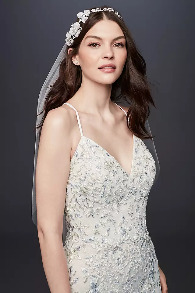 Embroidered and Beaded Lace Sheath Wedding Dress Image 3