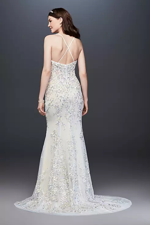Embroidered and Beaded Lace Sheath Wedding Dress Image 2