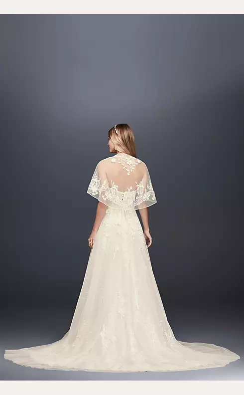 Trailing Floral Lace Wedding Gown with Capelet Image 5